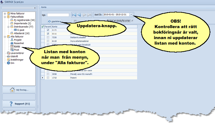 Kontolista uppdatering