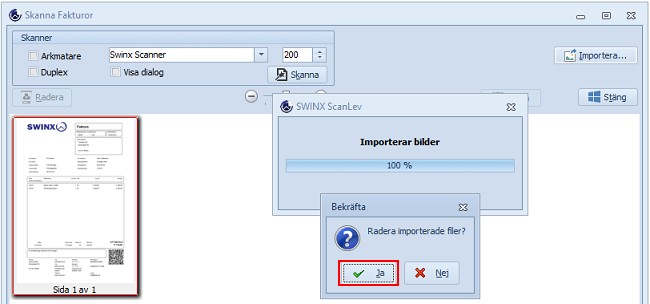 Arbetsgång skannade-visa importera välja fil