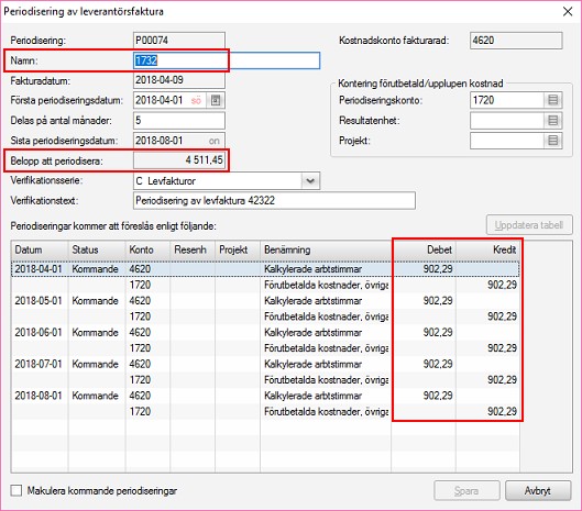 Periodisera faktura i annan valuta, steg 4 ny