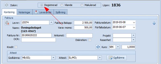 Specialfunktioner Makulera-återställd faktura